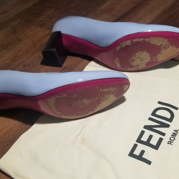Fendi Blue/Plum Patent Colorblock Pump, sz 36.5 - Picture 4 of 9